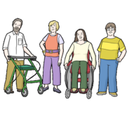 Gruppe von Menschen mit Behinderung